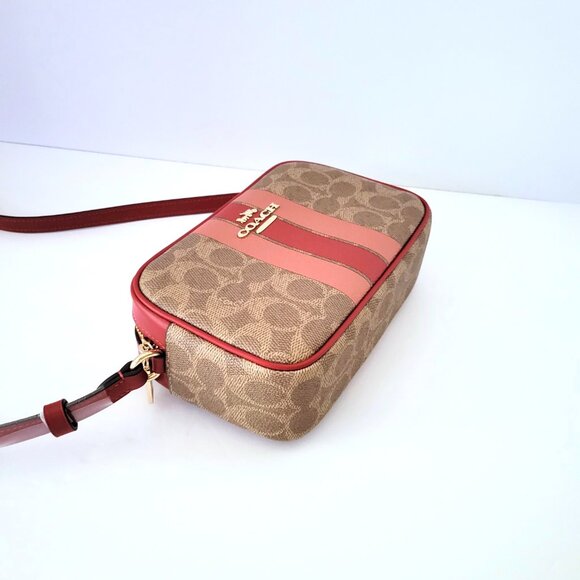 Coach CAQ42 Mini Jamie Camera Bag Signature Stripe Crossbody Handbag Tan Multi - Picture 5 of 6